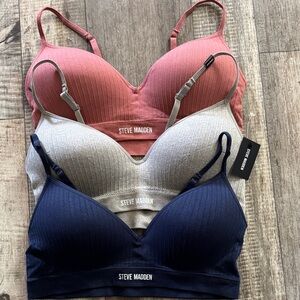 NWT SET of 3 Steve Madden Ribbed Pullover Bralette Trio- size Large